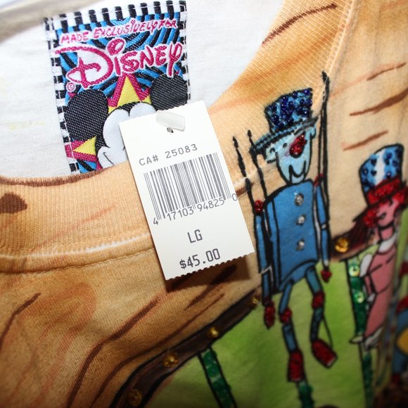 vintage 90s Disney by Joujou Christmas beaded sequin t-shirt Mickey's Workshop - Picture 6 of 16